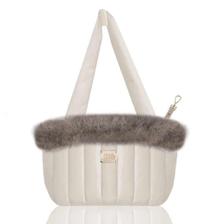 Torba transportowa dla psa Milk &amp; Pepper Nanouk Carry Bag, pikowany poliester, wodoodporna powłoka, wnętrze z mikrofuterka i wyjmowaną poduszką, otwierana z obu stron