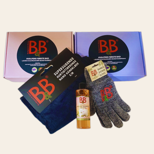 Zestaw B&amp;B Puppy's First Bath, prezent dla szczeniaka na pierwszą kąpiel, zawiera organiczny, łagodny szampon Puppy i akcesoria do pielęgnacji