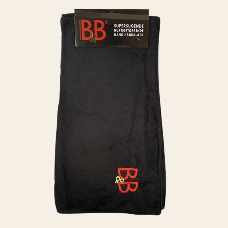 Bardzo chłonny ręcznik Nano B&amp;amp;B z ekologicznej bawełny i bambusa, szybkoschnący, antybakteryjny, idealny do suszenia psa po kąpieli lub deszczu. Rozmiar S/M