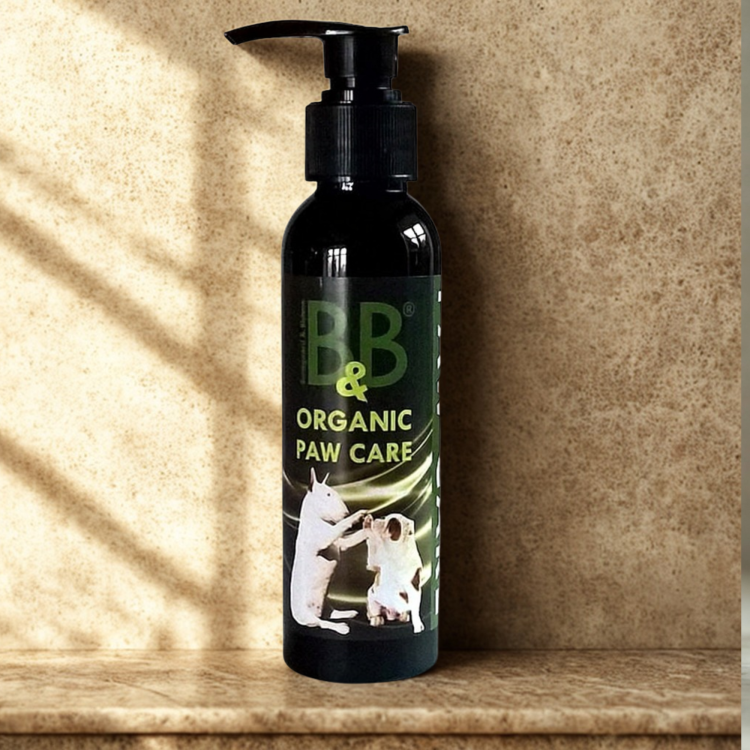 B&amp;B Økologisk Potepleje, balsam do łap psa z olejkiem migdałowym, morelowym i lawendowym, chroni opuszki przed wysuszeniem i solą drogową