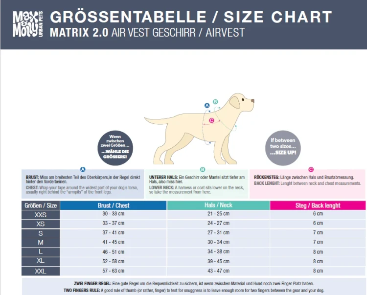 tabela rozmiarów max &amp; molly air vest