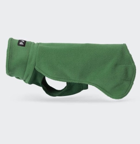 Zielona bluza dla psa PAIKKA Seawool Shirt, z ekologicznej tkaniny Seawool (muszle ostryg i recykling), antybakteryjna, ciepła i oddychająca, z regulowanym kołnierzem