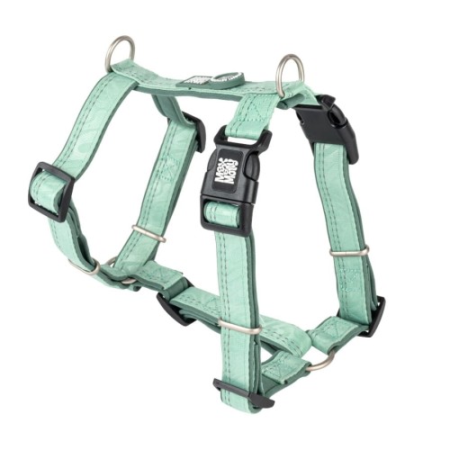 MSzelki dla psa Max &amp;amp; Molly Comfort H-Harness Matrix 2.0, miękka neoprenowa wyściółka, pełna regulacja, dwa D-ringi, odblaskowe szwy, zintegrowany identyfikator GOTCHA! Smart ID, kolor zielony