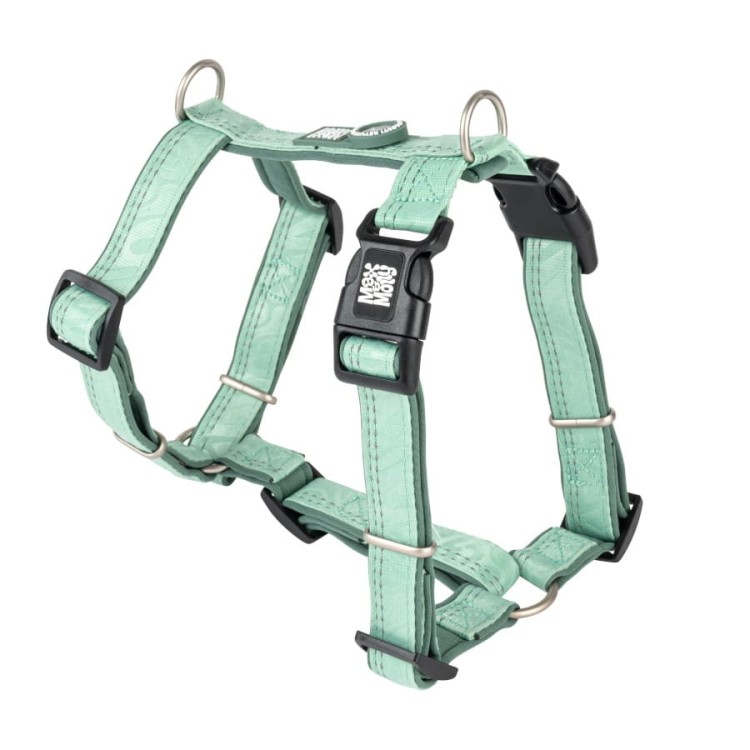 MSzelki dla psa Max &amp;amp; Molly Comfort H-Harness Matrix 2.0, miękka neoprenowa wyściółka, pełna regulacja, dwa D-ringi, odblaskowe szwy, zintegrowany identyfikator GOTCHA! Smart ID, kolor zielony
