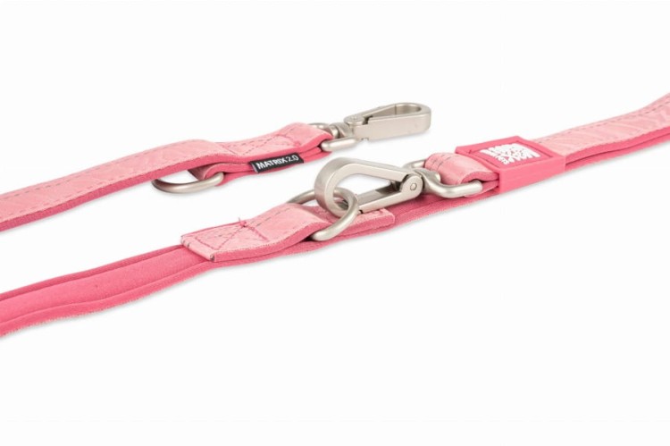 Smycz wielofunkcyjna dla psa Max &amp; Molly Matrix 2.0, regulowana długość (7 funkcji), neoprenowa wyściółka, odblaskowe szwy, obrotowe karabińczyki 360°, długość 200 cm, różowa