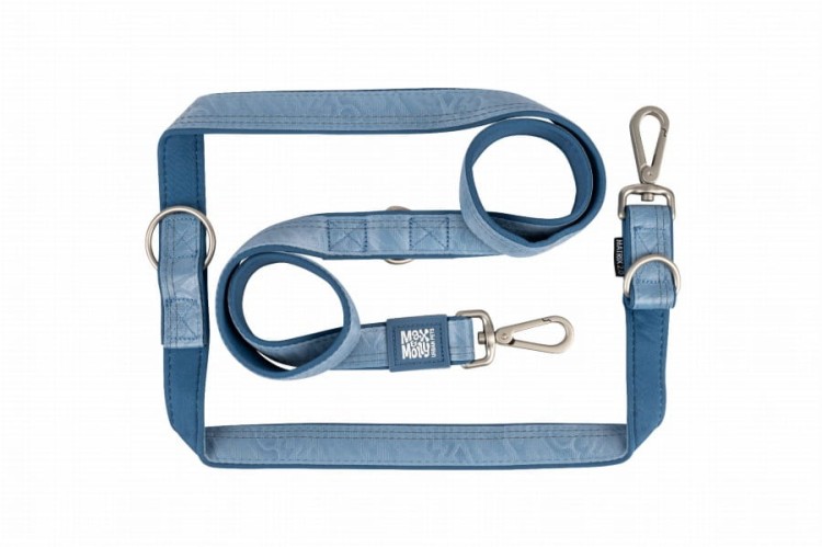 smycz wielofunkcyjna dla psa, Max &amp; Molly Matrix 2.0, regulowana smycz, smycz 7w1, smycz z neoprenem, odblaskowa smycz dla psa, obrotowe karabińczyki, smycz na ramię i biodra,  kolor niebieski