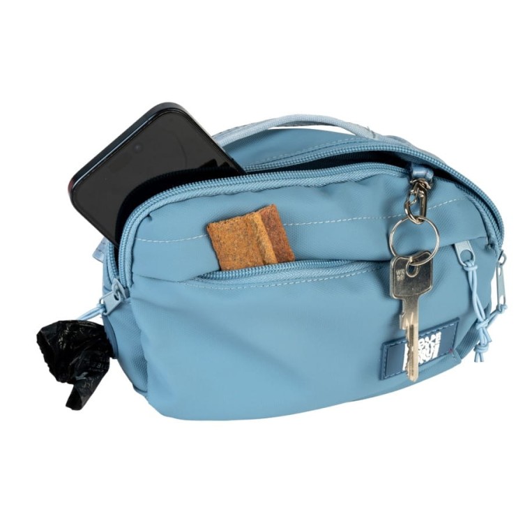 Torba treningowa dla psa Max &amp; Molly Matrix 2.0, wodoodporny materiał, zintegrowany pojemnik na woreczki, regulowany pas biodrowy, odblaskowe przeszycia kolor niebieski