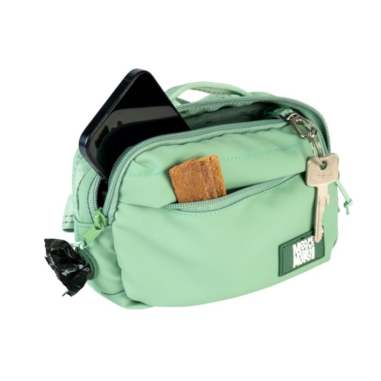 Torba treningowa dla psa Max &amp; Molly Matrix 2.0, wodoodporny materiał, zintegrowany pojemnik na woreczki, regulowany pas biodrowy, odblaskowe przeszycia kolor zielony