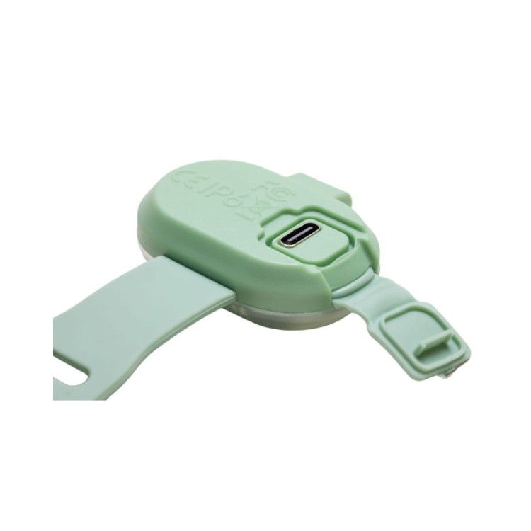 Lampka bezpieczeństwa LED, kolor zielony, gniazdo USB C do ładowania