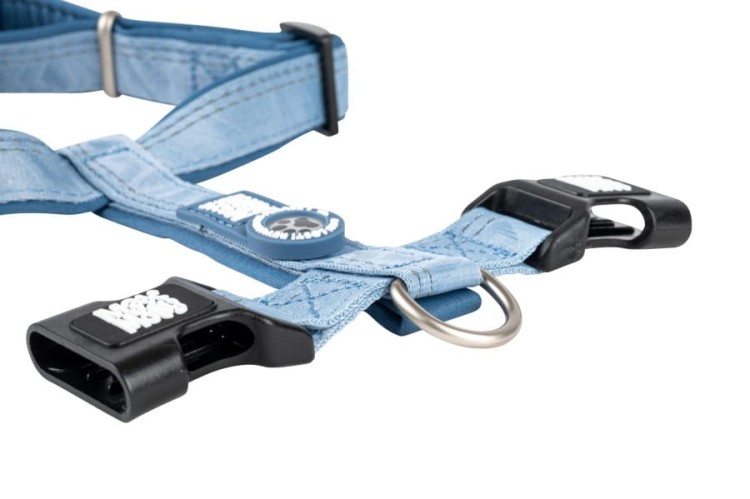 Szelki dla psa Max &amp; Molly Comfort H-Harness Matrix 2.0, miękka neoprenowa wyściółka, pełna regulacja, dwa D-ringi, odblaskowe szwy, zintegrowany identyfikator GOTCHA! Smart ID, kolor niebieski