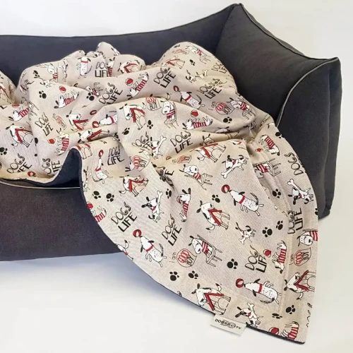 dogs in the city dog blanket with dog motifs.webp