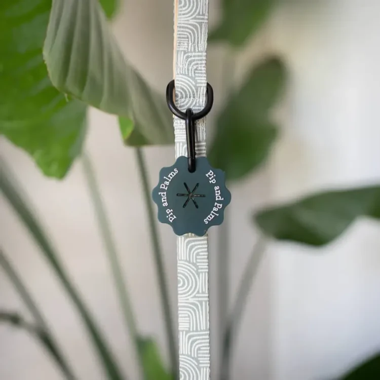 Uchwyt na woreczki Pip &amp; Palms Poop Bag Carrier zielony, z karabińczykiem, mocowany do smyczy, pozwala wygodnie przenosić zużyte woreczki podczas spaceru z psem, idealny gdy w pobliżu nie ma kosza.