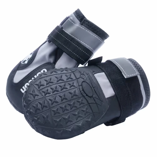 trekkingowe buciki dla psa ochronne, 4 sztuki, czarno-szare,