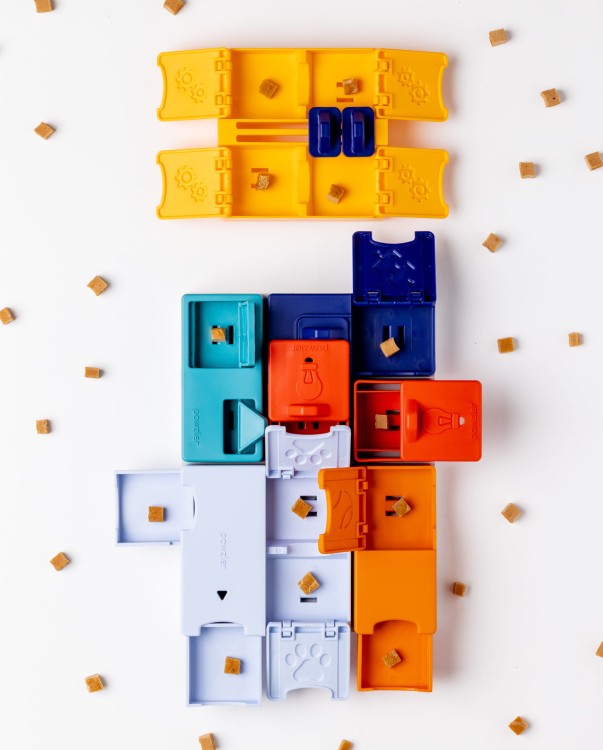 Pawzler Genius Set, zaawansowana interaktywna zabawka logiczna Poziom 3 dla psa, modułowe puzzle na smakołyki, do stymulacji umysłowej, można myć w zmywarce