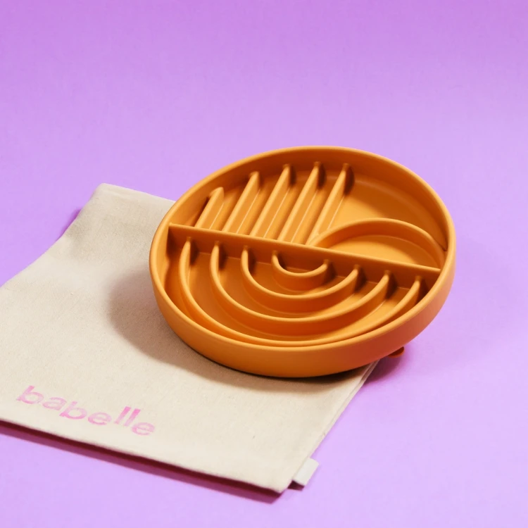 Babelle The Dreamy, okrągła mata do lizania z łukowatym wzorem, z silikonu spożywczego BPA-Free, pomaga psu redukować stres, spowalnia jedzenie i wspiera trawienie