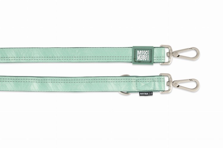 Smycz wielofunkcyjna dla psa Max &amp; Molly Matrix 2.0, regulowana długość (7 funkcji), neoprenowa wyściółka, odblaskowe szwy, obrotowe karabińczyki 360°, długość 200 cm zielona