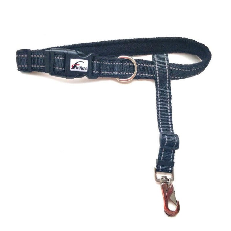 Zabezpieczenie dla psa Finnero Rescue Waist Lock, pas zapobiegający ucieczce z szelek, regulowany obwód, miękkie podszycie z polaru, odblaskowe detale, do użytku z szelkami non-pull