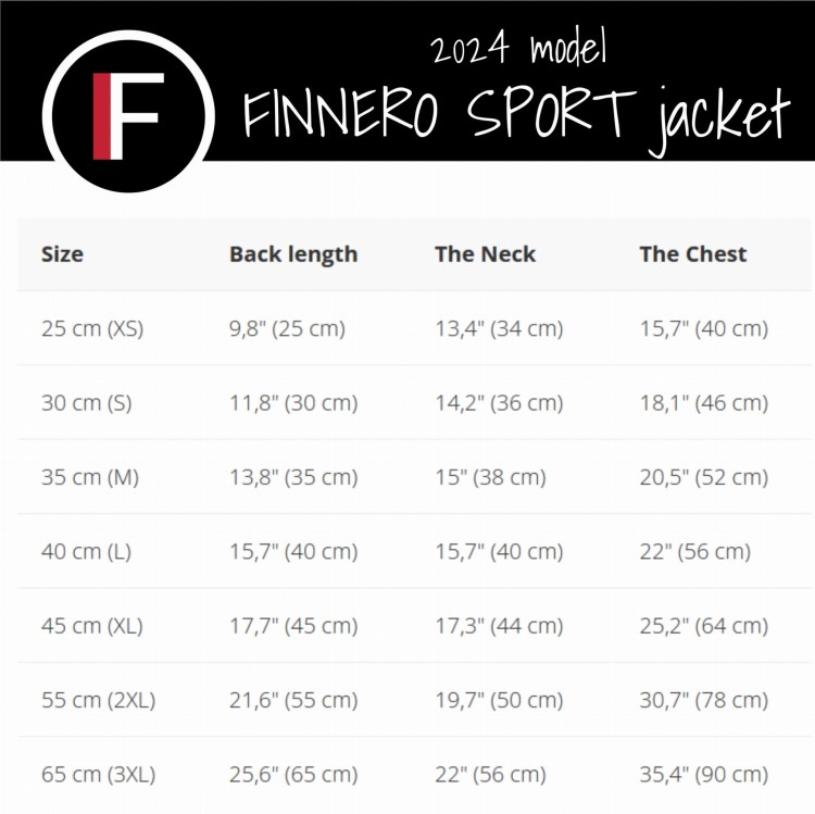 finnero tabela rozmiarów softshell