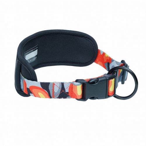 Pomarańczowa obroża dla psa Finnero CAMOCOLOR, regulowana, z miękką odpinaną wyściółką neoprenową, odblaskowe paski, bezpieczne zapięcie z klamrą, dla szczeniąt i dorosłych psów