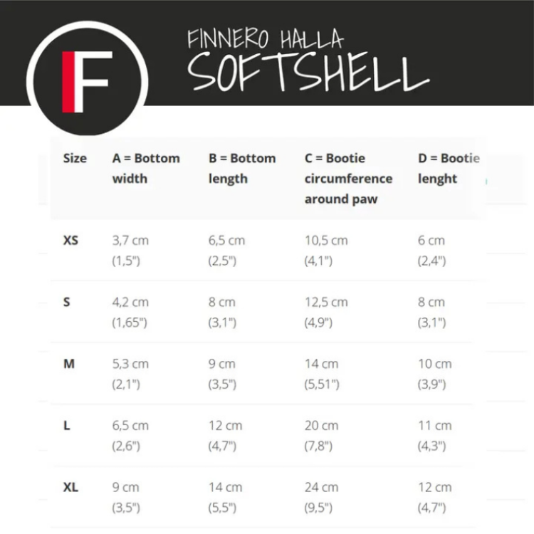 finnero Halla Reflective Softshell Booties-  tabela rozmiarów