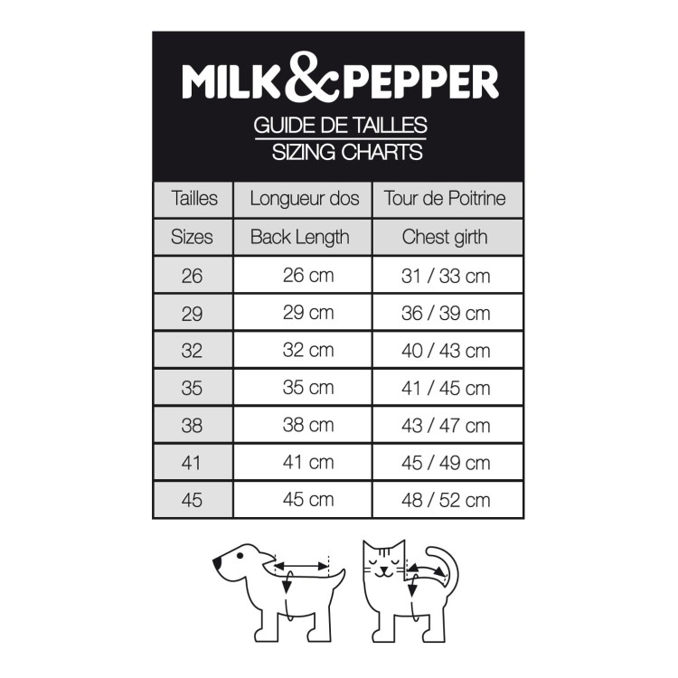 tabela rozmiarów Milk&amp;Pepper