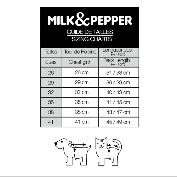 tabela rozmiarów Milk&amp;Pepper Maja bluza