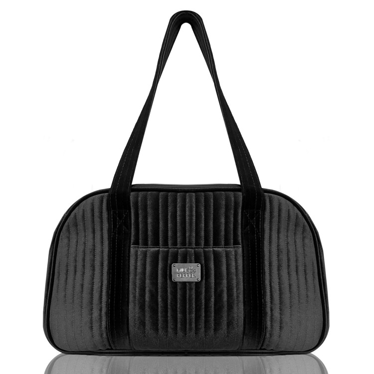 Torba transportowa dla psa Milk &amp; Pepper Andrea Carry Bag, pikowany błyszczący welur, z siatką wentylacyjną, wewnętrzna smycz bezpieczeństwa i wyjmowana poduszka, maks. 7 kg