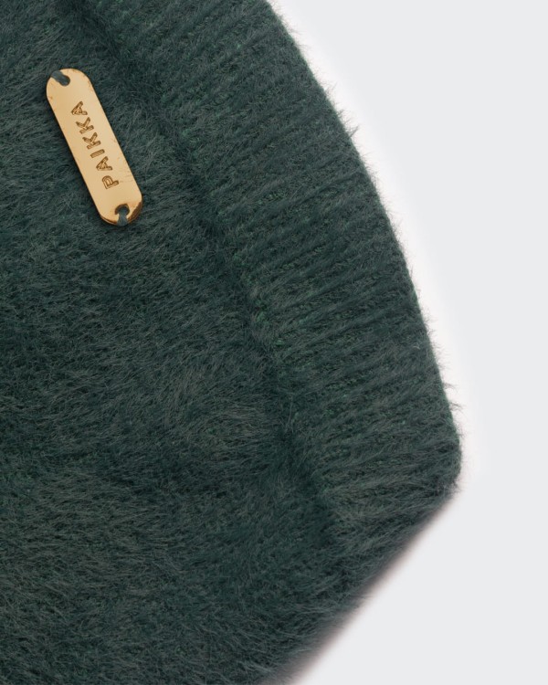PAIKKA Furry Knit Sweater Green – detal puszystej dzianiny