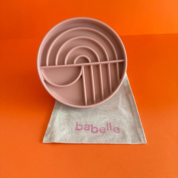 Babelle The Dreamy, okrągła mata do lizania z łukowatym wzorem, z silikonu spożywczego BPA-Free, pomaga psu redukować stres, spowalnia jedzenie i wspiera trawienie